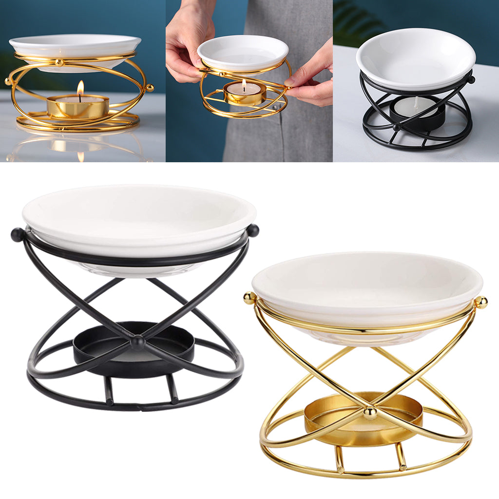 Metal Oil Burner Wax Melt Ceramic Candle Holder Aroma Oil Warmer Spa Yoga Room Meditation Home Decoration Essential Oil Burner