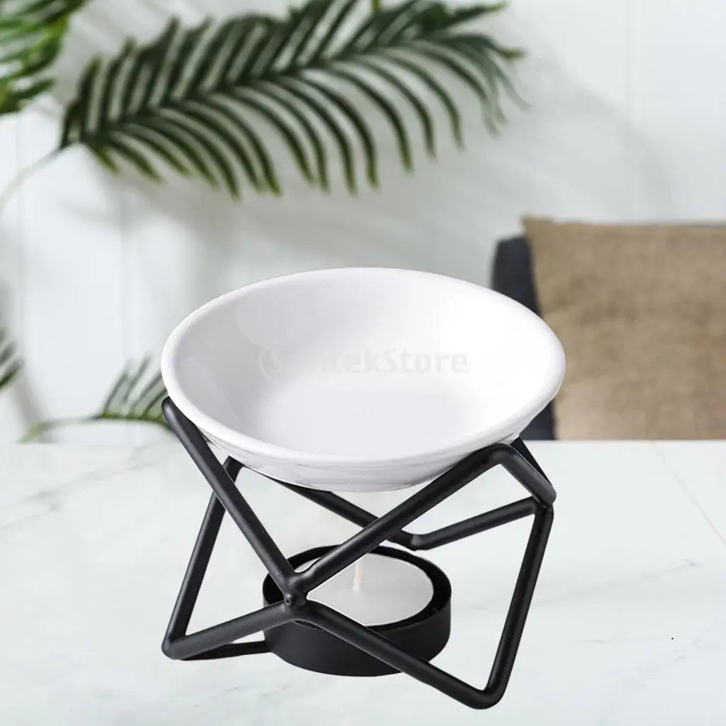 Metal Oil Burner Wax Melt Ceramic Candle Holder Aroma Oil Warmer Spa Yoga Room Meditation Home Decoration Essential Oil Burner