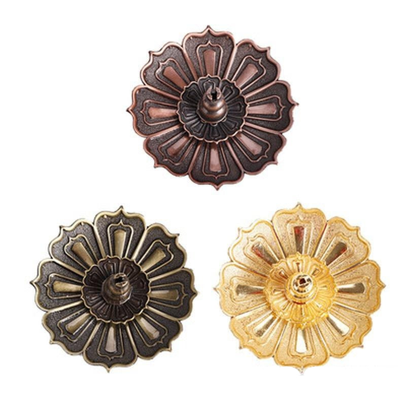 1 PC Incense Burner Lotus Shape Metal Burner Holder Incense Plate Stick Cone Incense Aromatherapy Craft