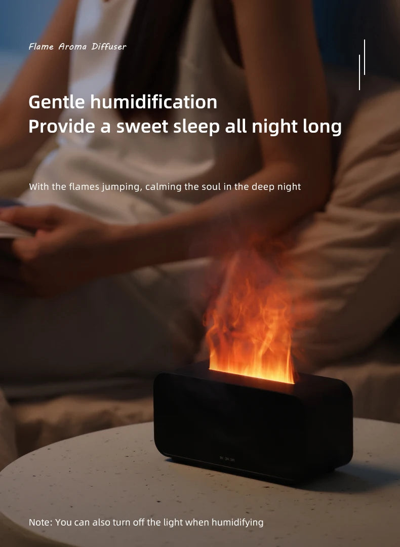 Mini Desktop Simulation Flame Humidifier LED Colorful Lights Can add Essential Oil Timing Setting USB Diffuser Aromatherapy