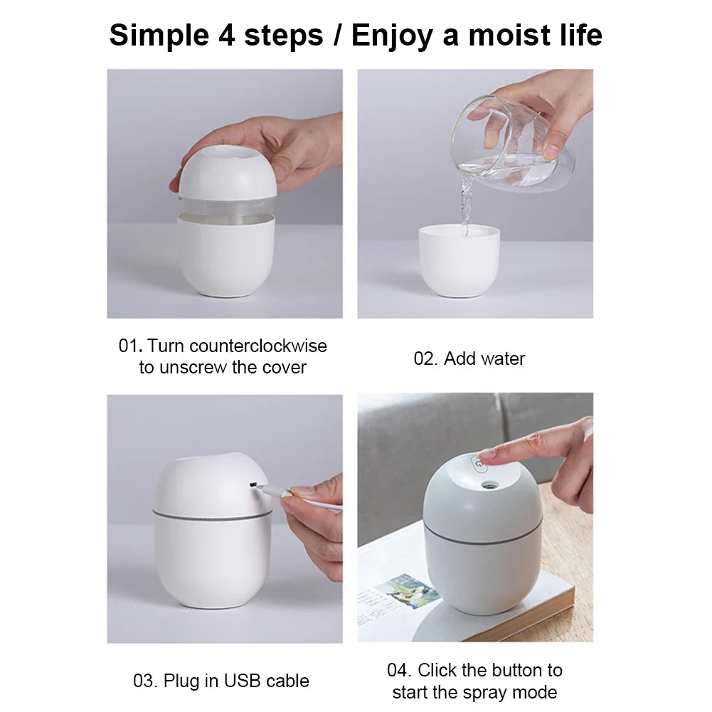 2024 Xiaomi Ultrasonic Air Humidifier Essential Oil Diffuser Car Purifier Aroma Anion Mist Maker With Portable USB LED Light New