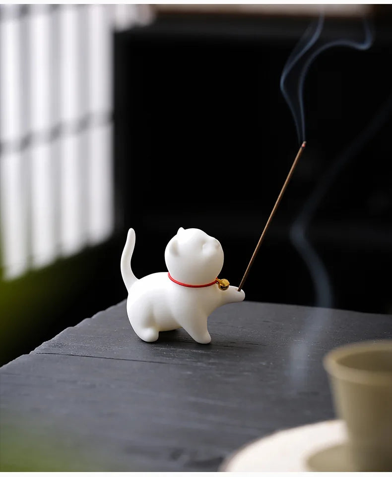 Cute Cat Buddhism Line Incense plate Incense Burner Stick Holder  Sandalwood Coil Base Temples Yoga Studios Home Decoration