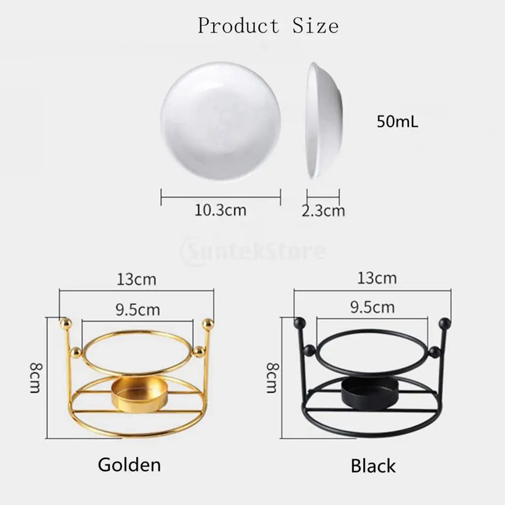 Metal Oil Burner Wax Melt Ceramic Candle Holder Aroma Oil Warmer Spa Yoga Room Meditation Home Decoration Essential Oil Burner