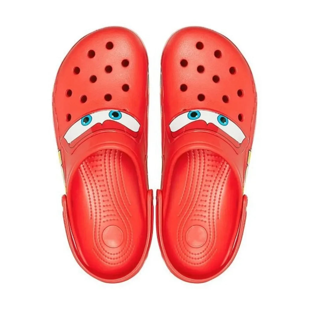 Disney Cartoon Anime Aoger Lightning Mcqueen Crocs Outdoor Slippers Car Waterproof Anti Slip BeachShoes Casual Garden Slippers