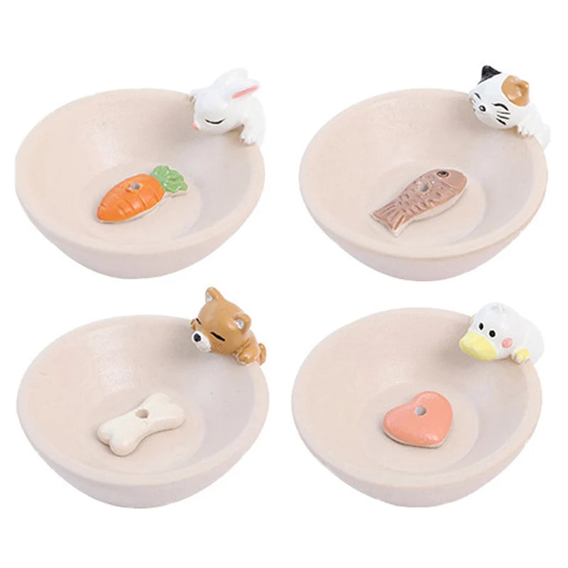 Cartoon Animal Shape Incense Stick Holder Leaf Shape Line Incense Burner Table Crafts Sandalwood Coil Base Home Decoration