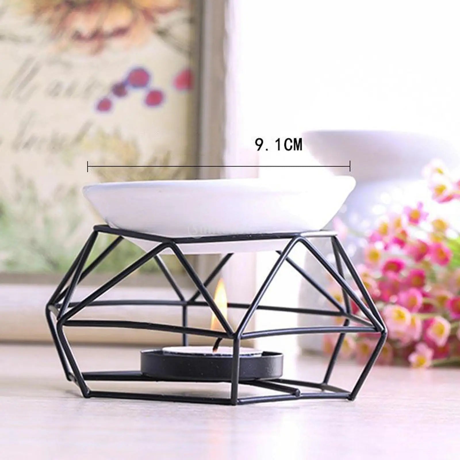 Metal Oil Burner Wax Melt Ceramic Candle Holder Aroma Oil Warmer Spa Yoga Room Meditation Home Decoration Essential Oil Burner