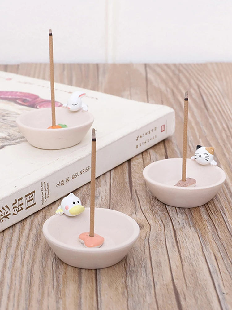 Cartoon Animal Shape Incense Stick Holder Leaf Shape Line Incense Burner Table Crafts Sandalwood Coil Base Home Decoration