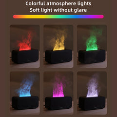 Mini Desktop Simulation Flame Humidifier LED Colorful Lights Can add Essential Oil Timing Setting USB Diffuser Aromatherapy