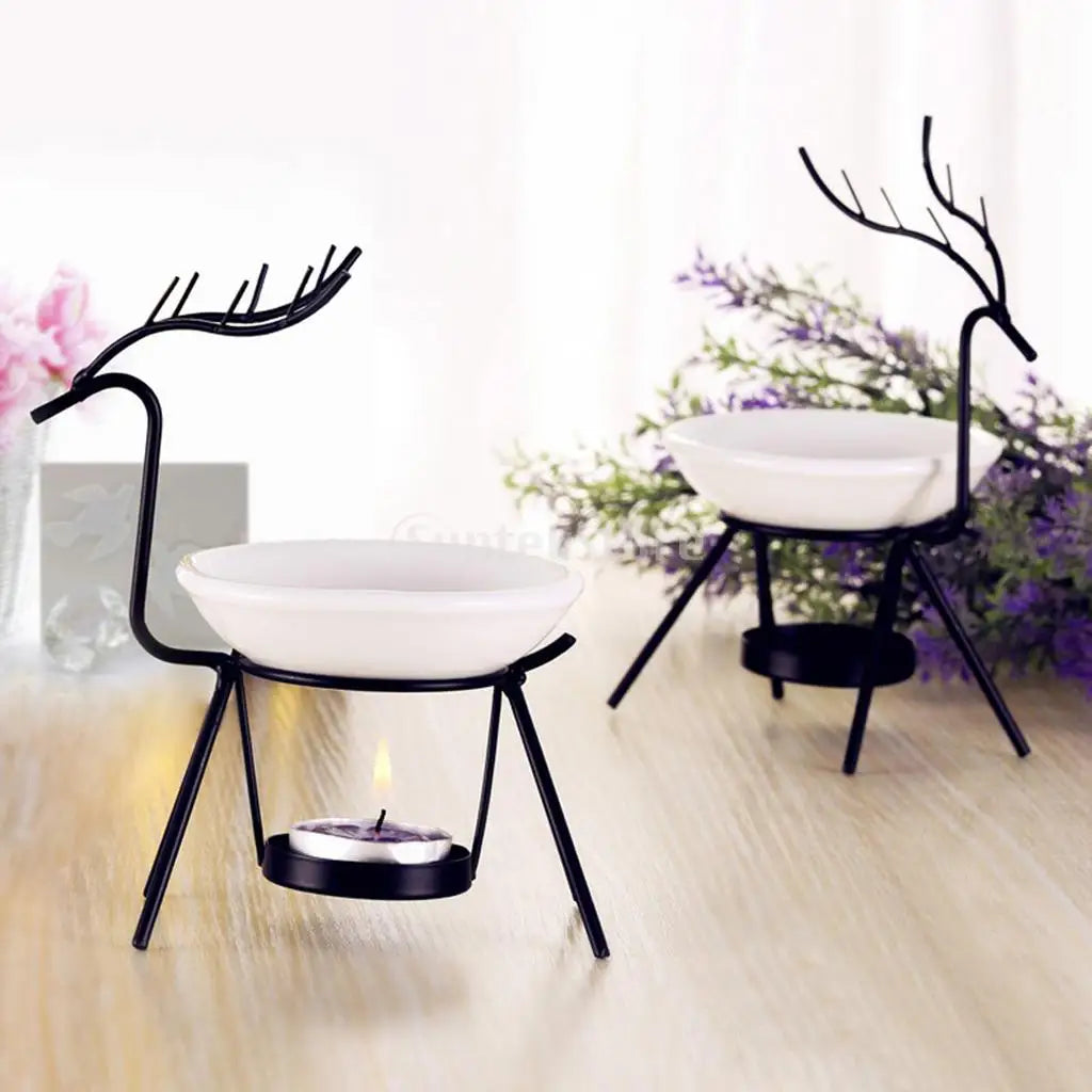 Metal Oil Burner Wax Melt Ceramic Candle Holder Aroma Oil Warmer Spa Yoga Room Meditation Home Decoration Essential Oil Burner