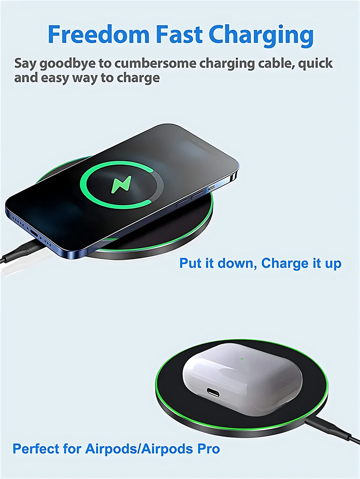 Wireless Charger Pad For iPhone 15 Pro Max 8 11 12 13 14 Plus Samsung Xiaomi Type C Phone Induction Fast Charging Dock Station