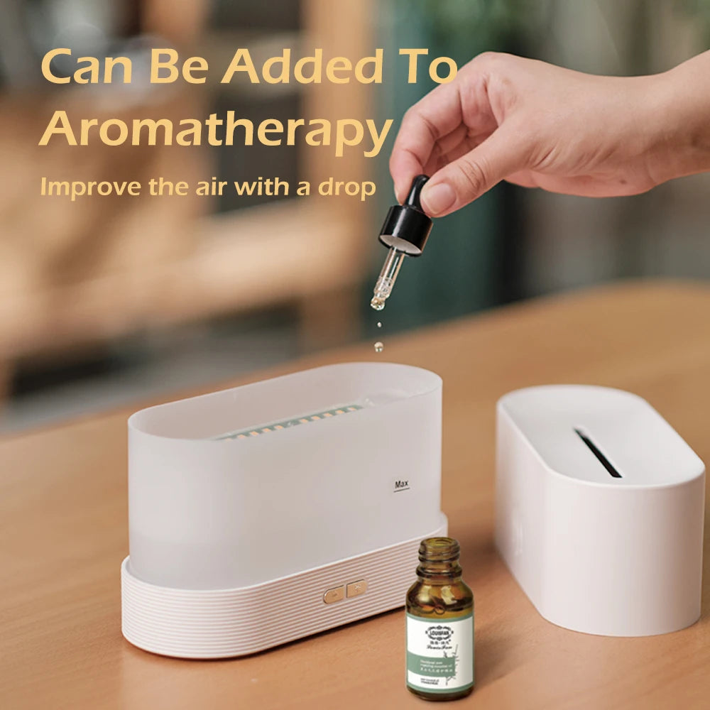 Perfume Humidifier Ultrasonic Air Humidifier With LED Lighting Simulation Colorful Flame Fragrance Essential Oil Flame Lamp
