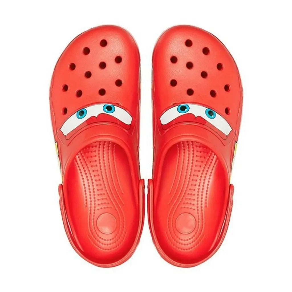 Disney Cartoon Anime Aoger Lightning Mcqueen Crocs Outdoor Slippers Car Waterproof Anti Slip BeachShoes Casual Garden Slippers