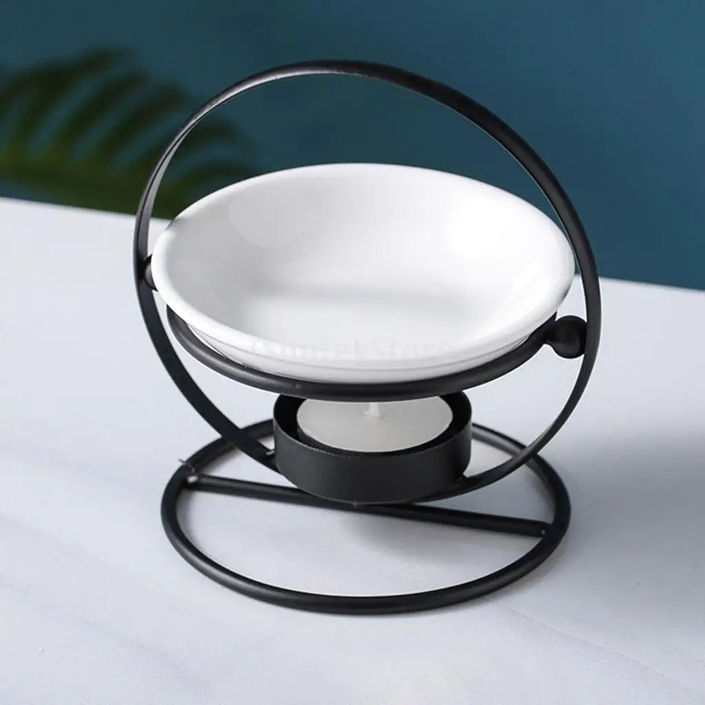 Metal Oil Burner Wax Melt Ceramic Candle Holder Aroma Oil Warmer Spa Yoga Room Meditation Home Decoration Essential Oil Burner